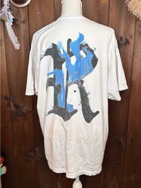 Revenge White Short-Sleeve Tee w/ Blue Flame Graphic size XL - USED